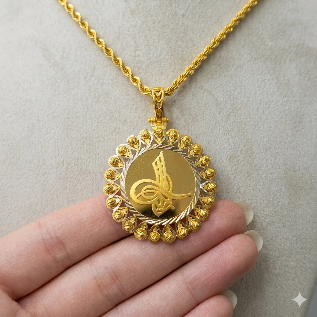 Dorikalı Tuğra Madalyon Kolye