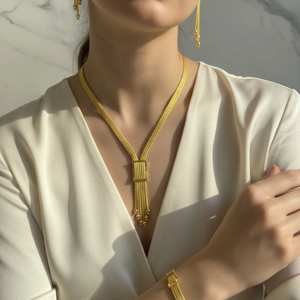 Hasır Tokalı Altın Set