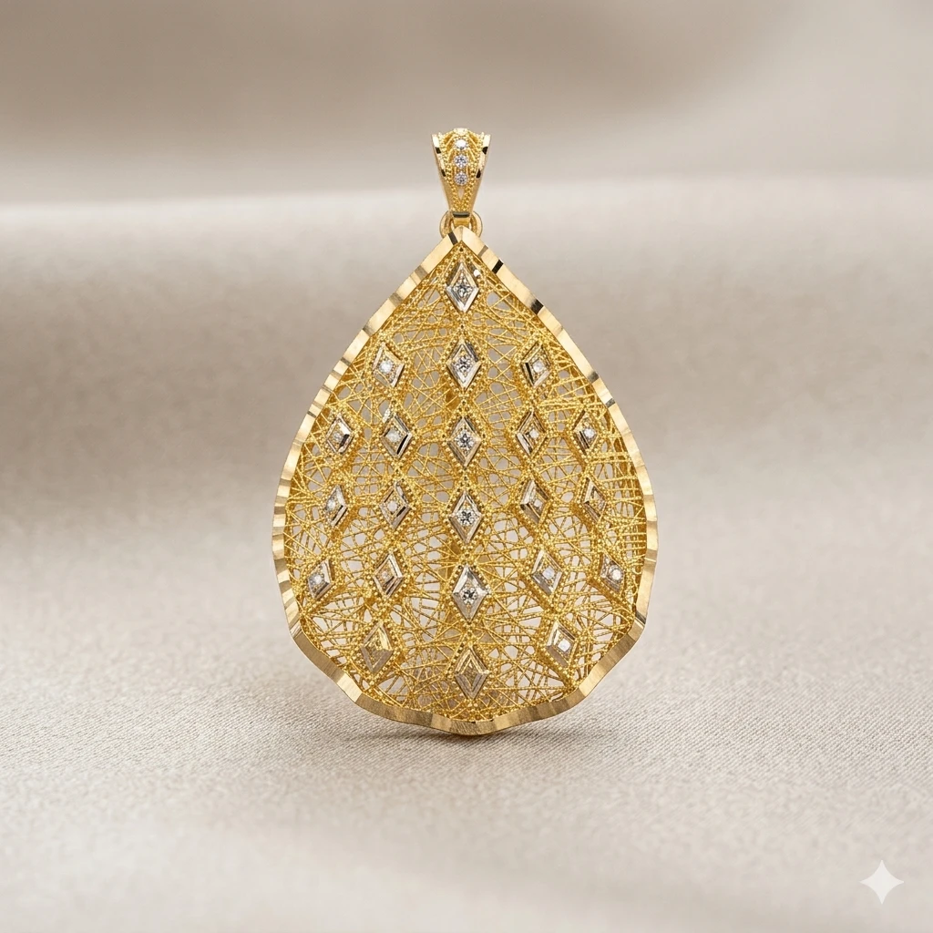 Tül Desen Damla Kolye Ucu