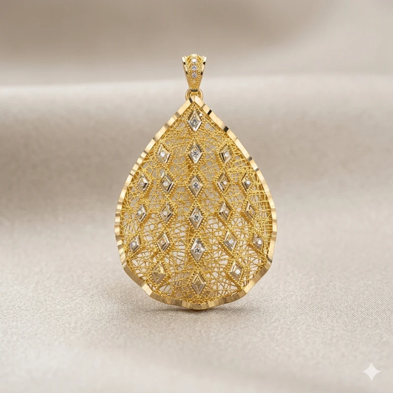 Tül Desen Damla Kolye Ucu