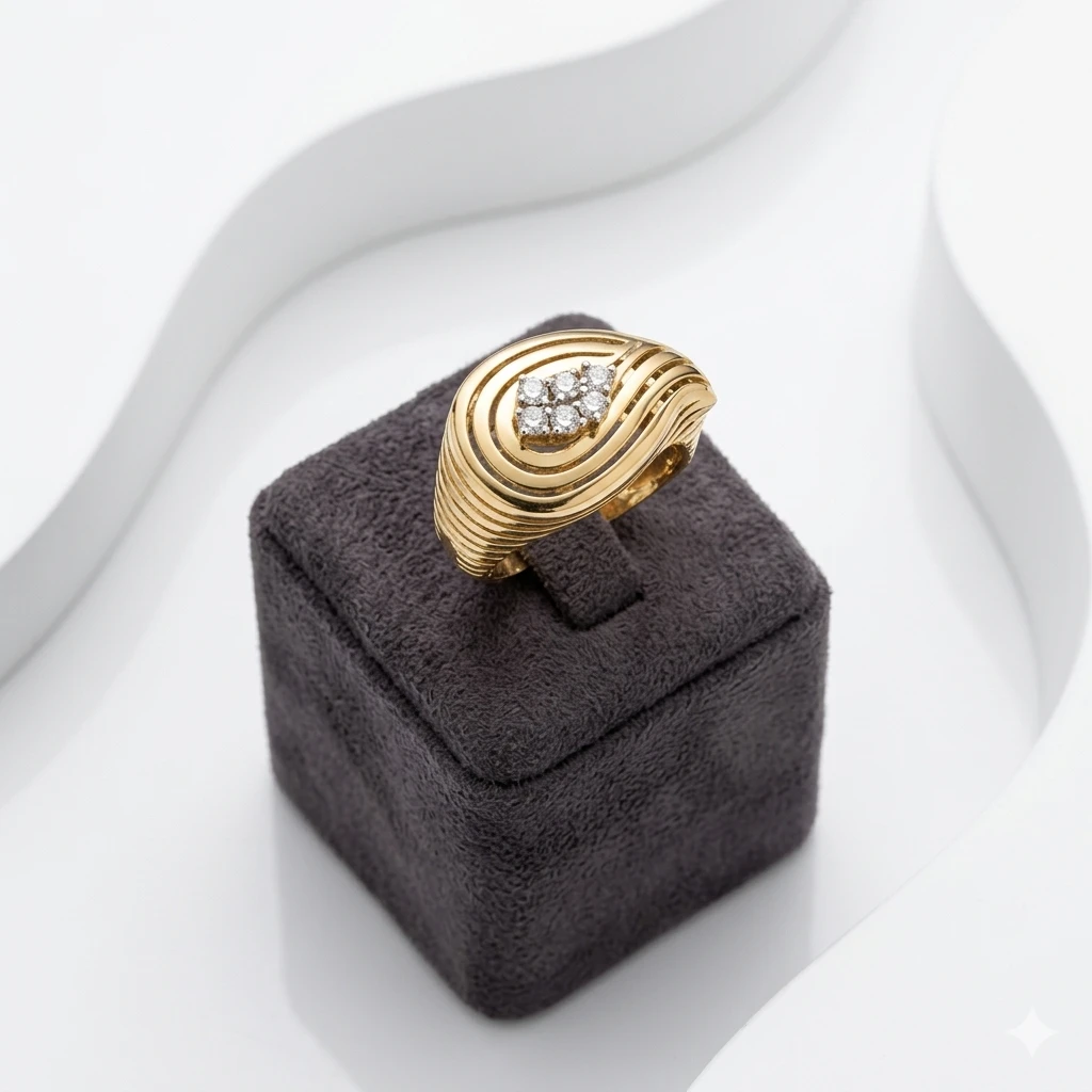 Akış Form Damla Altın Yüzük