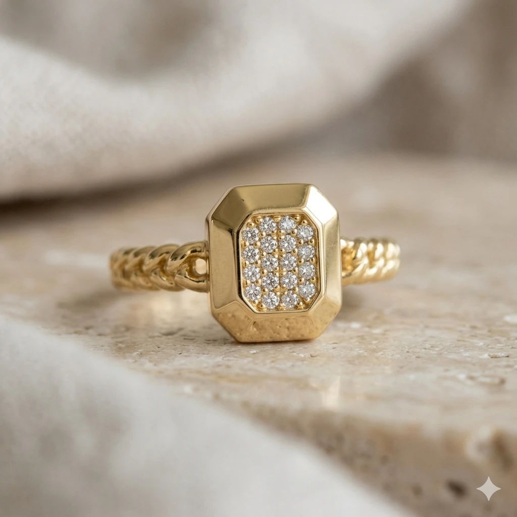 Baget Taşlı Altın Yüzük