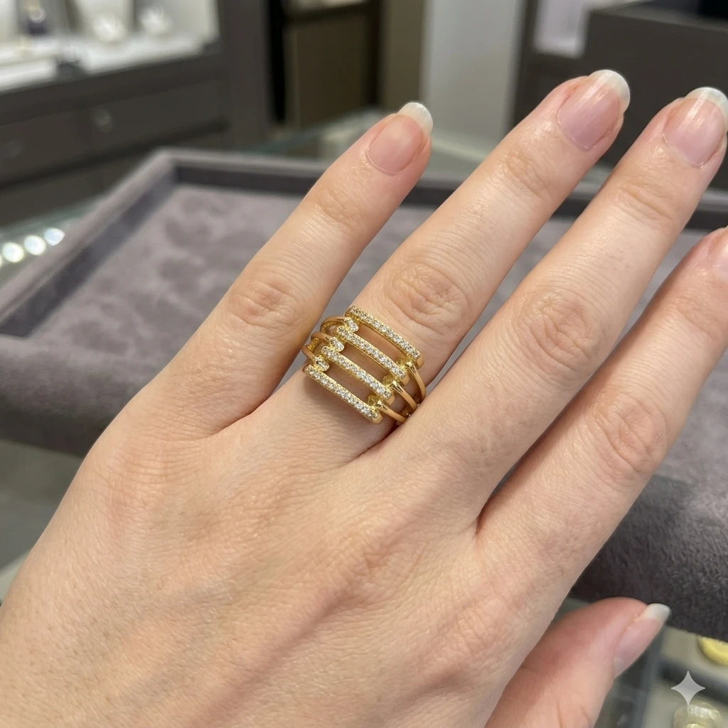 Katmanlı Şerit Altın Yüzük