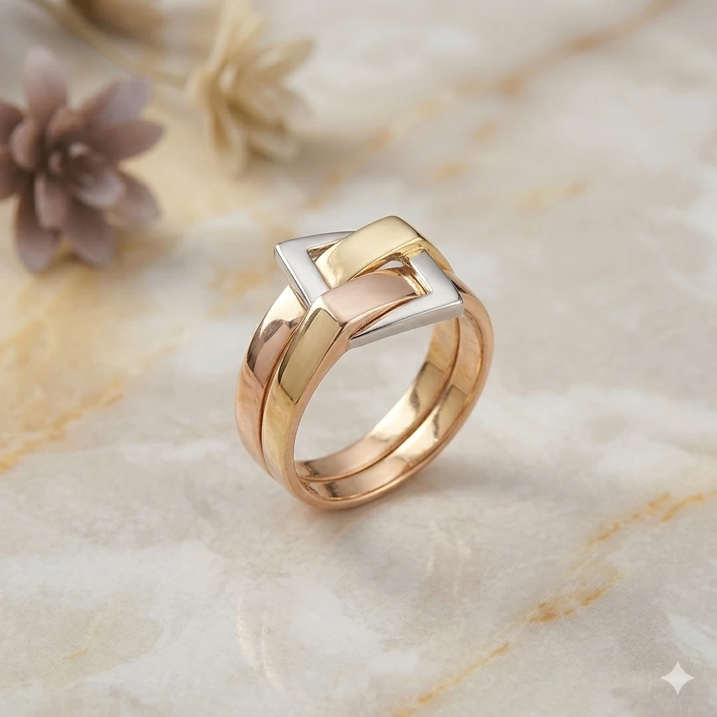 Modern Geometrik Altın Yüzük