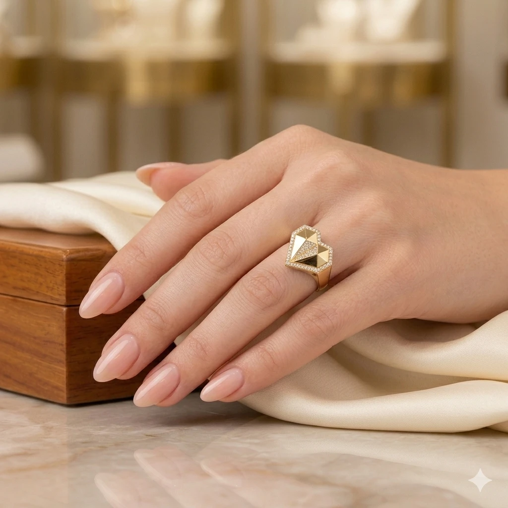 Modern Kalp Form Altın Yüzük