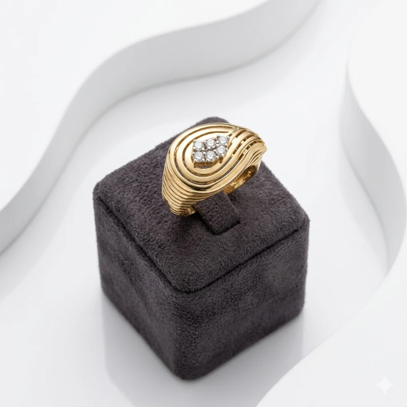 Akış Form Damla Altın Yüzük