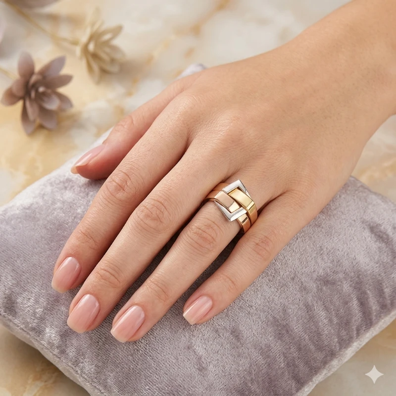 Modern Geometrik Altın Yüzük