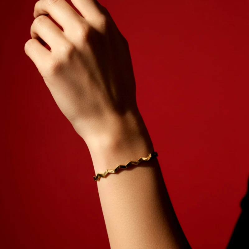 Zigzag Ajda Altın Bileklik 