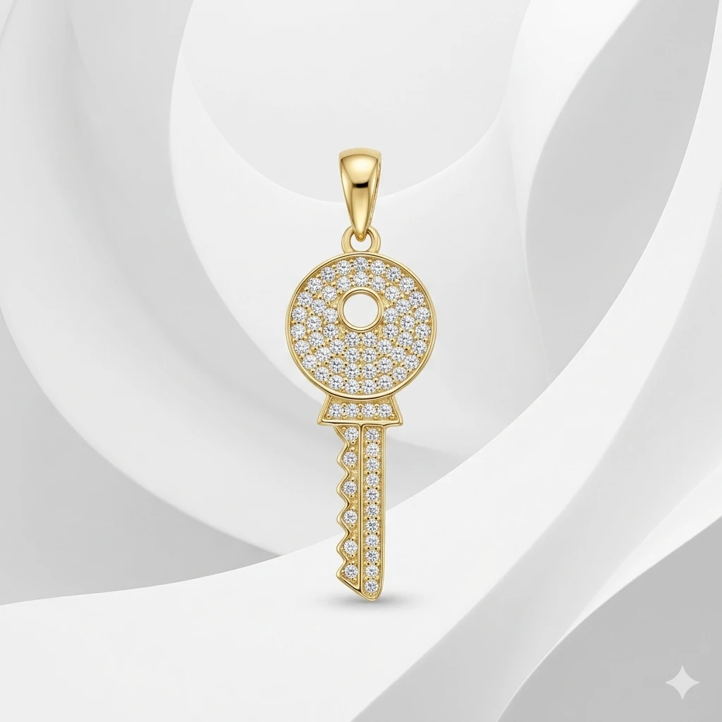 Kalp Anahtar Işıltı Kolye Ucu