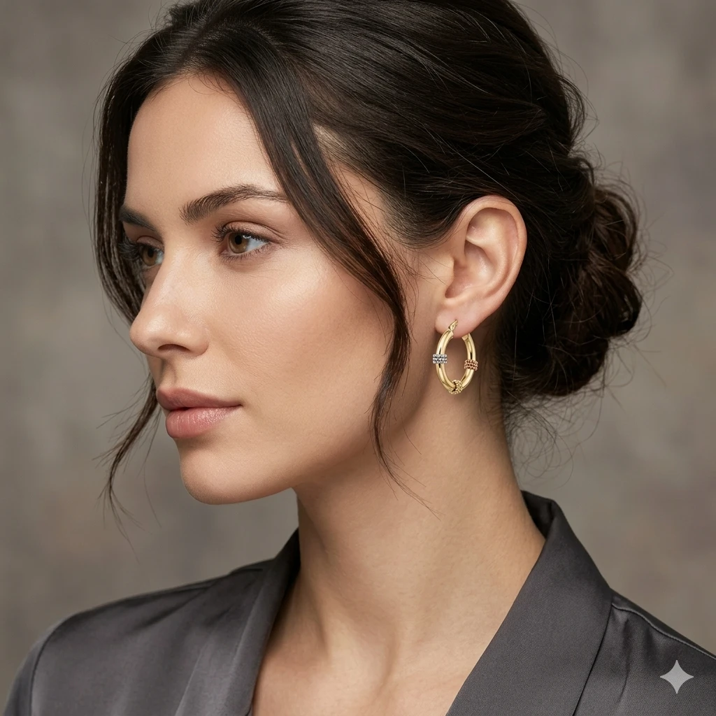 Üç Renk Dorika Halka Küpe