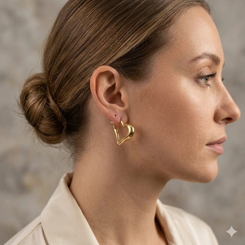 Akış Kalp Halka Küpe