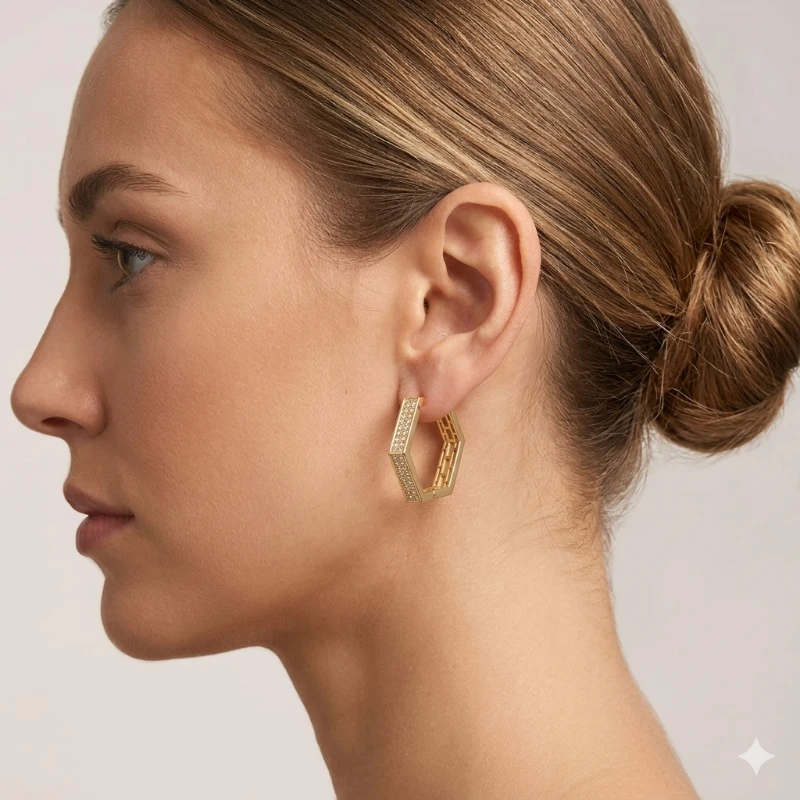 Hexa Işıltı Küpe