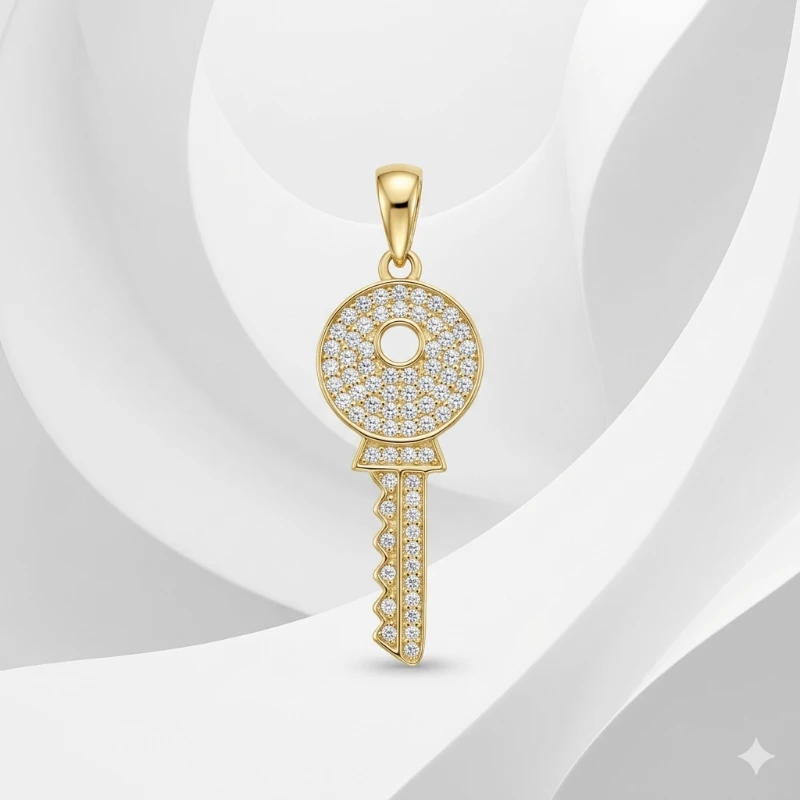 Kalp Anahtar Işıltı Kolye Ucu