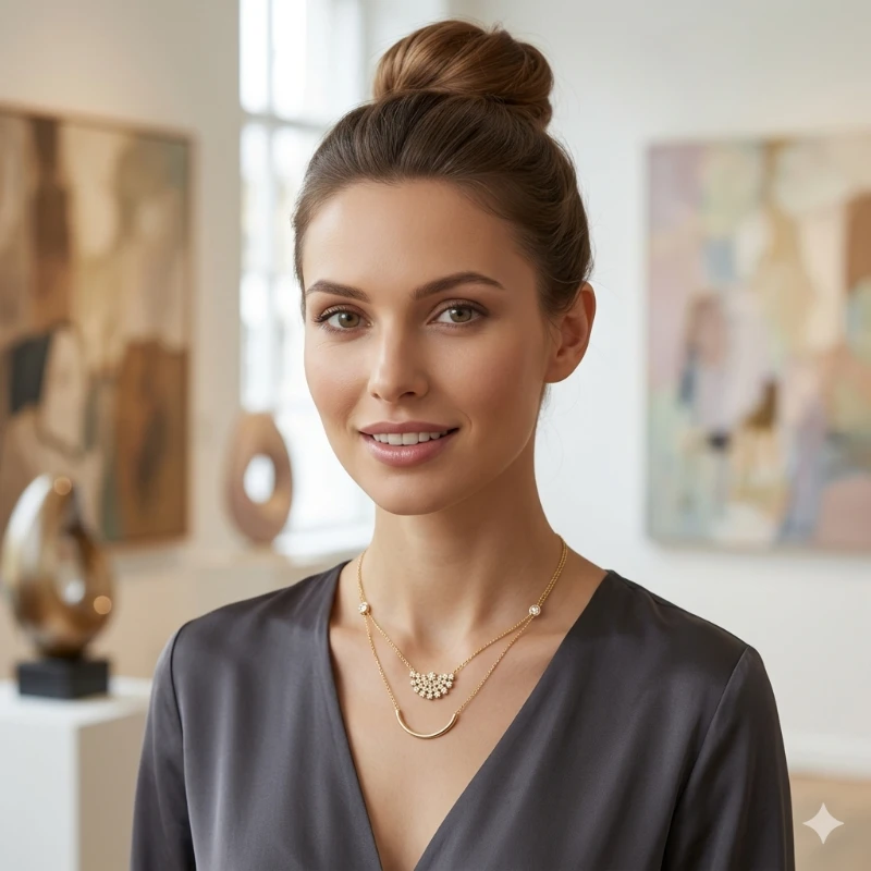 Yarım Kar Tanesi Işıltı Kolye