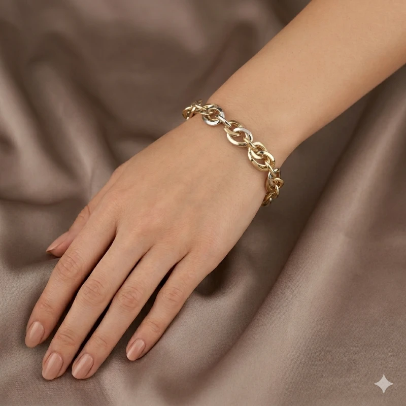 Üç Renk Hallow Halka Altın Bileklik