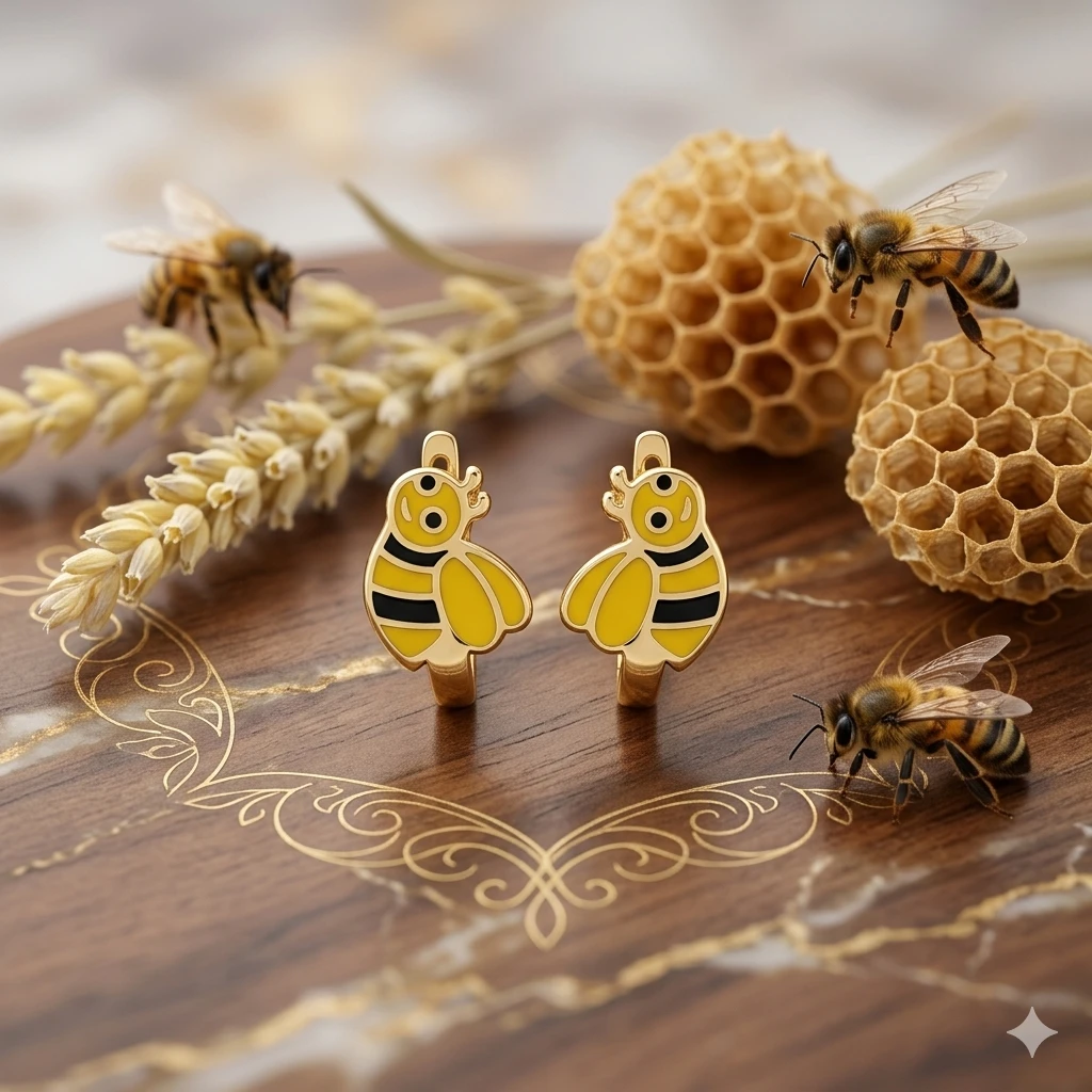 Mini Arı Bebek Küpe