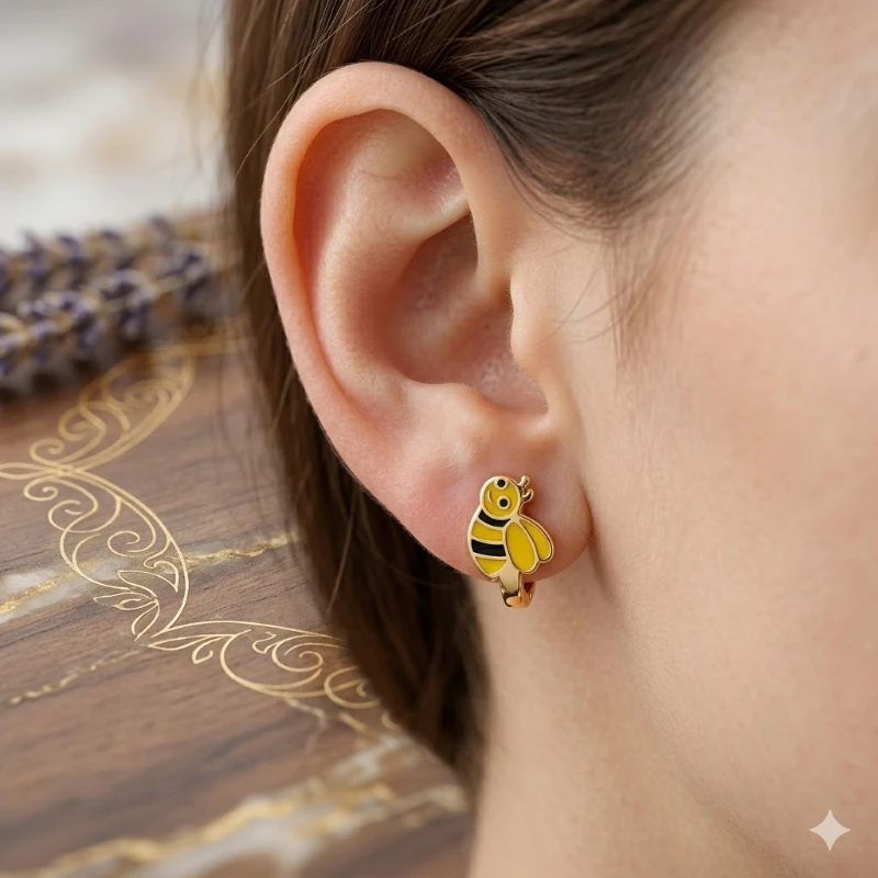 Mini Arı Bebek Küpe