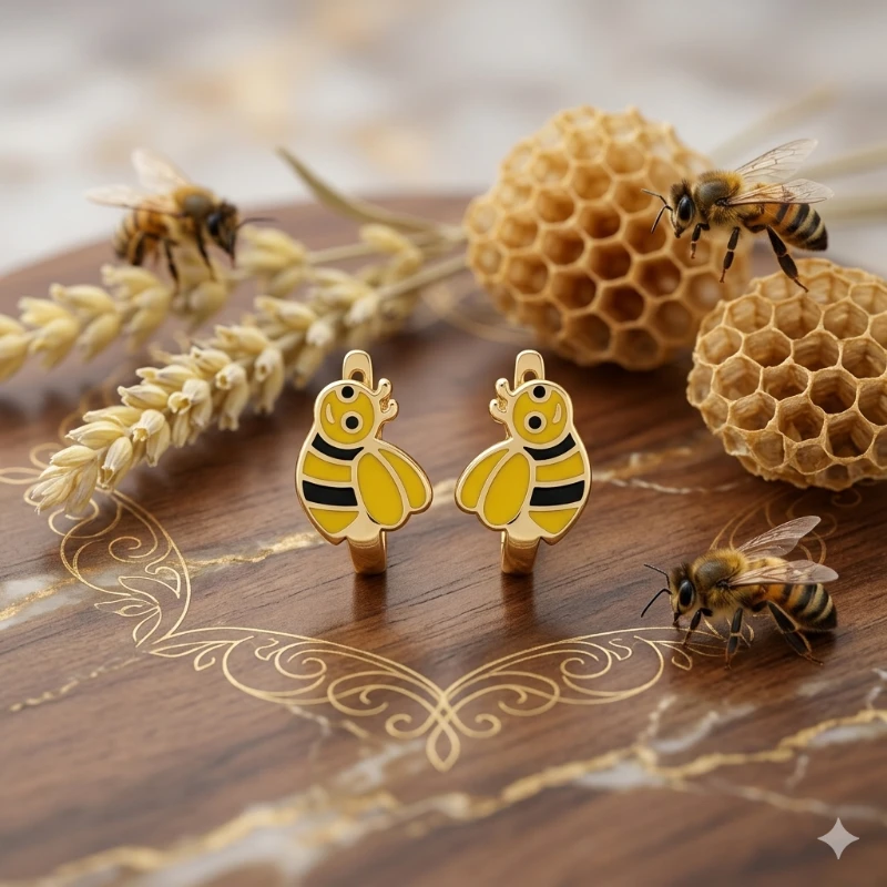 Mini Arı Bebek Küpe