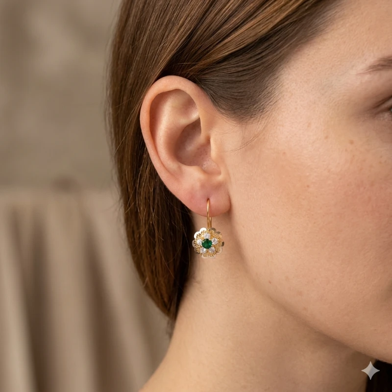 Royal Gül Sallantılı Küpe