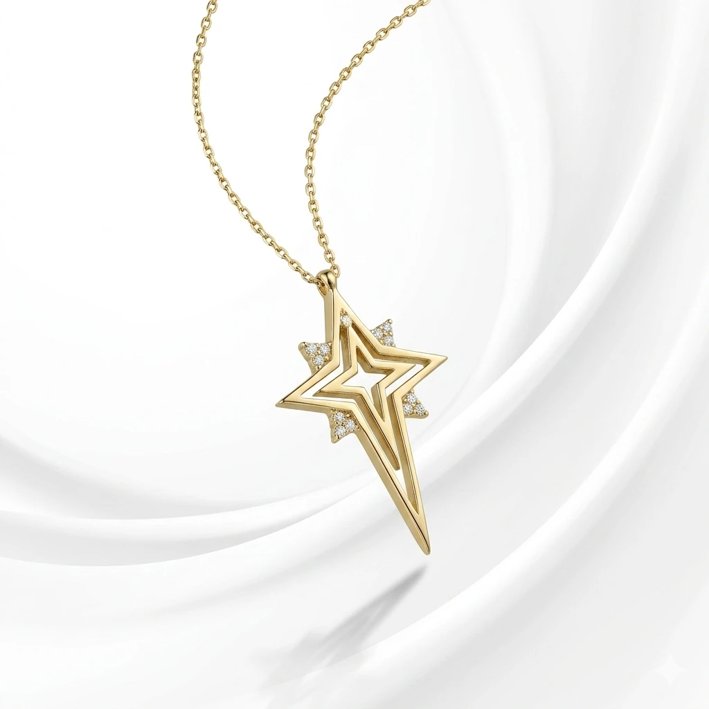 Taşlı Kuzey Yıldızı Kolye